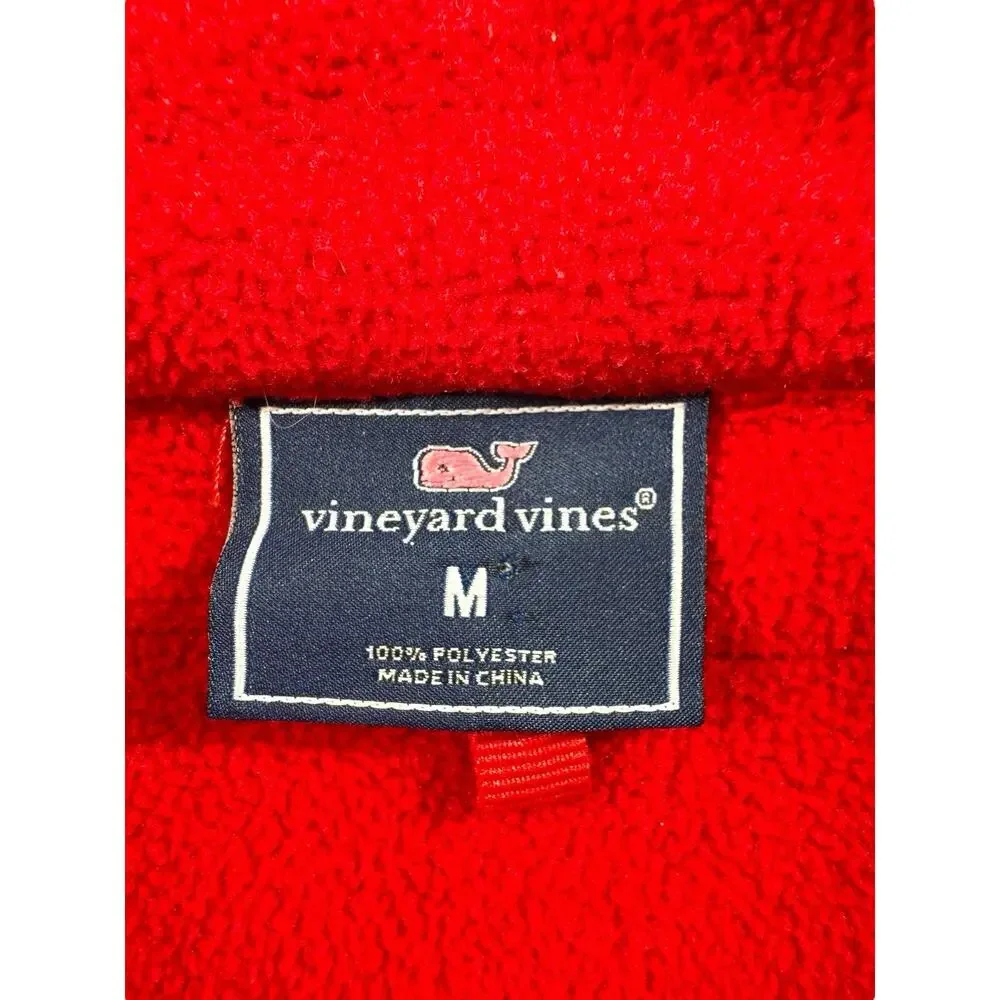 Vineyard Vines Fleece Red Shep Shirt Mens Size Medium Pullover 1/4 Zip Sweater